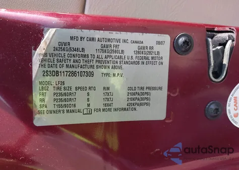 2008 Suzuki Xl7 z USA, uszkodzony, nr VIN 2S3DB117286107309